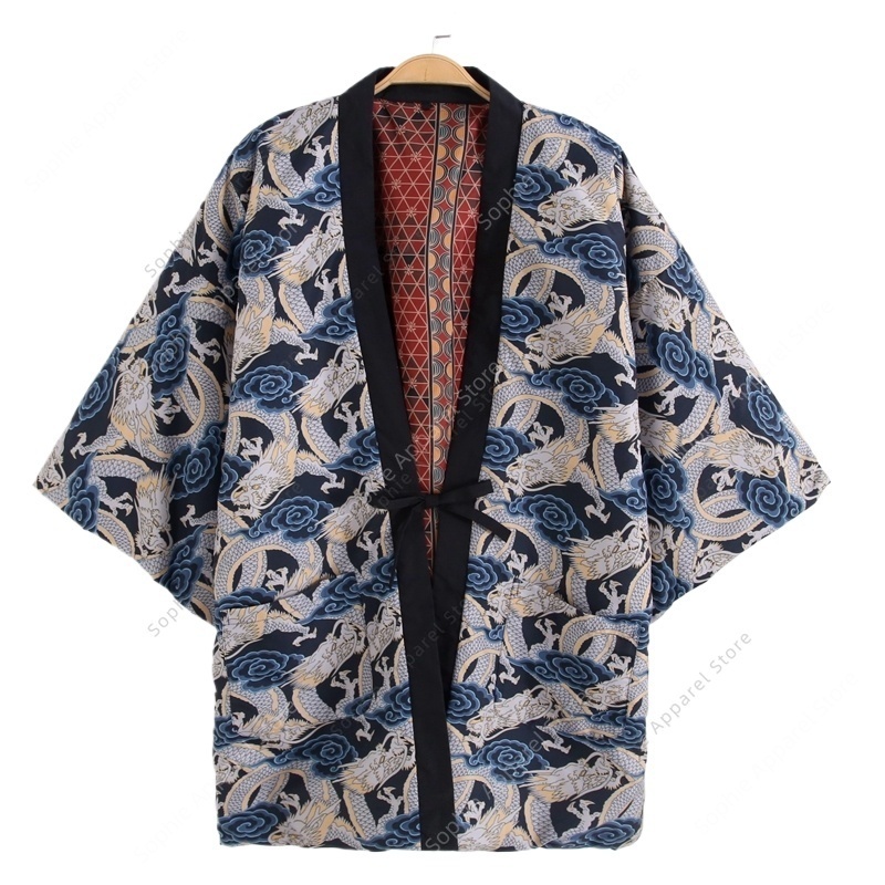 Traditional Winter Japanese Clothing - Осень-зима японское пальто Hanten с принтом
